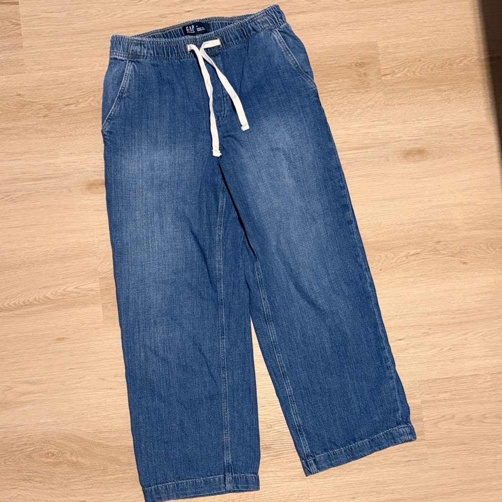 GAP Wide Leg Denim Drawstring Jeans - Blue